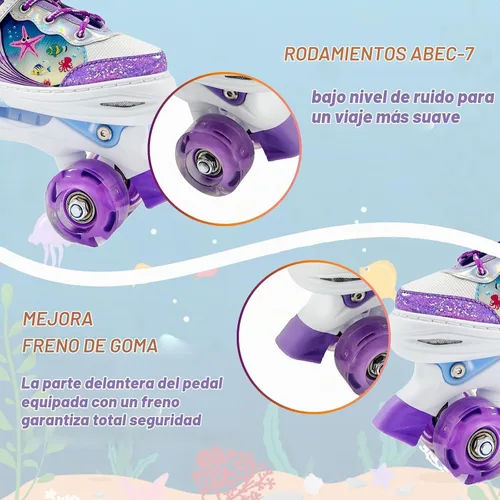 Vista 5 de Kids Roller Skates for Girls Boys Púrpura (Purple Ocean)
