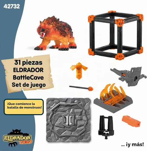 Vista 5 de Schleich Eldrador - Juego de 31 piezas de oso de lava de cueva de batalla