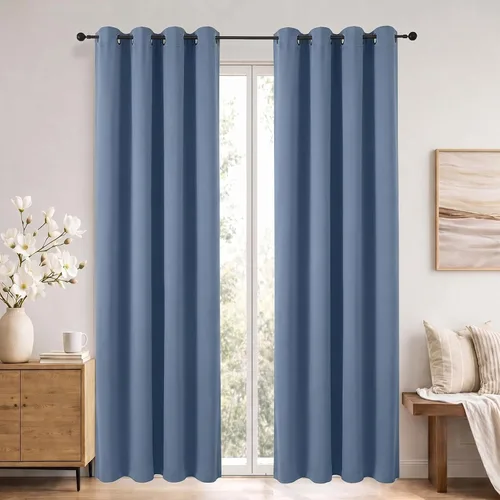Vista 28 de Simplebrand Cortinas blancas puras de 96 pulgadas de largo para oscurecer la habitación, juego de 2 paneles para dormitorio/sala de estar, bloqueo