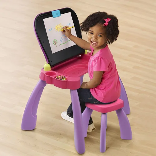Vista 4 de VTech Escritorio de actividades Touch and Learn (embalaje sin frustraciones), morado