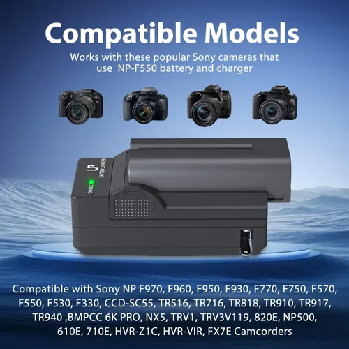 Vista 4 de LP Batería NP-F550 2-Pack 2700mah y cargador para Sony NP F550, F530, F970, F960, F770, F750, F330, CCD-SC55, TR516, TR716, TR818, TR910, TR917