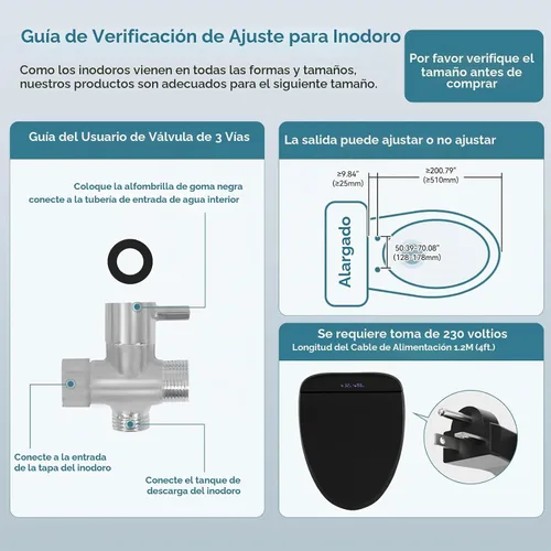 Vista 8 de YOURLITE Asiento de inodoro alargado negro con calefacción y control remoto