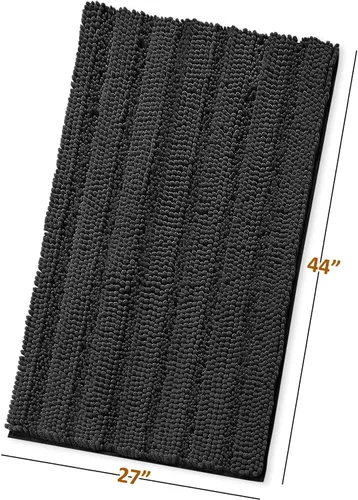 Vista 3 de Clara Clark Tapetes para baño de felpilla, tapetes de baño de felpa ultra suaves, lavables a máquina, con parte trasera antideslizante, 44 x 26 Negro