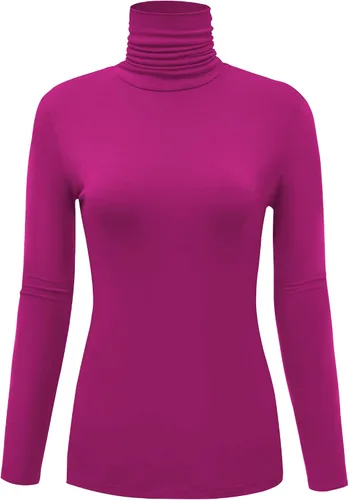 Vista 13 de AUHEGN - Camiseta de cuello alto con manga larga, ligera y ajustada para mujer, con cuello de tortuga (talla S-XXL)