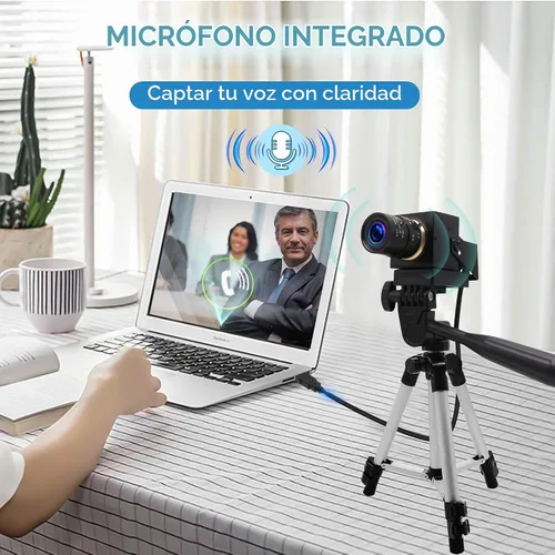 Vista 4 de ELP Cámara USB 4K con micrófono Zoom manual Cámara web de 0.197-1.969 in de enfoque variable Cámara de PC para computadora UVC USB2.0 Cámara web