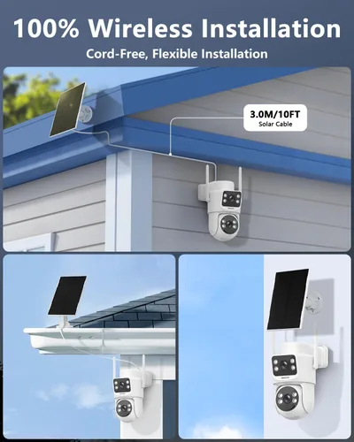 Vista 6 de OOSSXX Sistema de cámara de seguridad de batería solar dual de la lente 2K