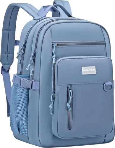 Vista 8 de PRAGARI Mochila para niños para la escuela, bonita mochila estética para niñas, mochila para estudiantes, bolsa de libros ligera de viaje para Beige