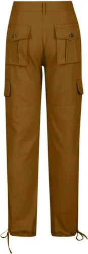 Vista 5 de Pantalones cargo para mujer, de tiro medio, con bolsillos, holgados, ligeros, holgados, para senderismo, a la moda, estilo novio, ropa de calle