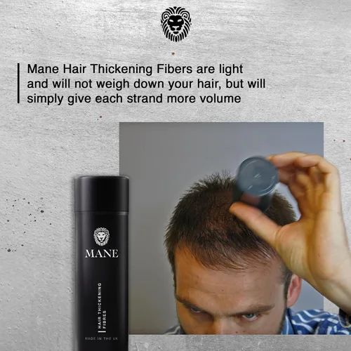Vista 3 de Mane Fibras de construcción del cabello para mujeres y hombres, para cabello fino y delgado, peinado más grueso y completo, oculta las manchas Negro