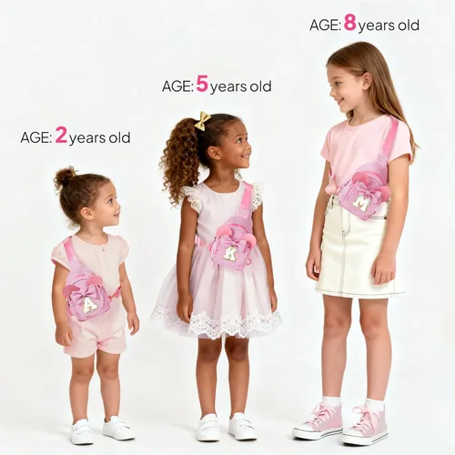 Vista 5 de Bolsos bandolera para niñas y niños - Regalos para niños Bolso cruzado pequeño con iniciales para niñas, regalos de cumpleaños