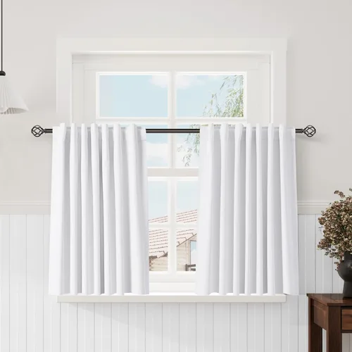 Vista 51 de Nanspring Cortinas de lino 100% opacas para dormitorio, 96 pulgadas de largo, con pestaña trasera, bolsillo para barra, aislamiento térmico, cortina