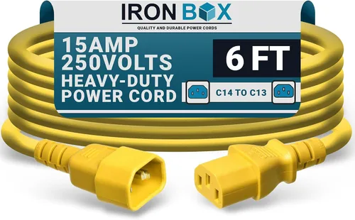 Vista 66 de IronBox Electric - Cable de Alimentación C14 a C13 de Servicio Pesado, 15A, 250V, Cable de Extensión para Computadora 14/3 AWG - Cables