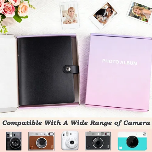 Vista 5 de Álbum de fotos de 320 bolsillos para fotos Polaroid de 2 x 3 pulgadas y Fujifilm Instax Mini, funda de piel sintética con caja de regalo premium