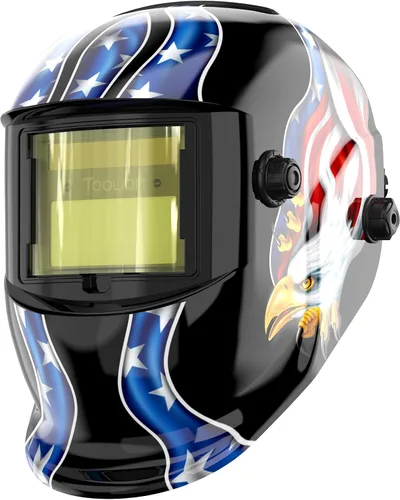 Vista 8 de TOOLIOM - Casco de soldadura con oscurecimiento automático, funciona con energía solar, con rango de sombra ajustable 4/9-13 para capucha