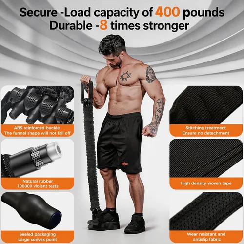 Vista 2 de Innstar Pull Up Assistance Bands, Heavy Duty Resistance Band for Pull Up Assist, Adjustable Resistance 165-265lbs with Fabric Feet/Knee Rest, Pull