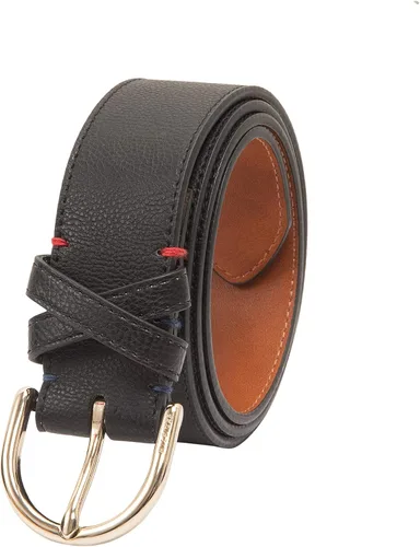 Vista 2 de Tommy Hilfiger Cinturón de banda cruzada casual con hebilla redonda para mujer, para jeans, pantalones y vestidos Negro