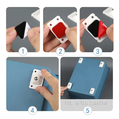Vista 7 de 32 piezas de mini ruedas giratorias autoadhesivas de acero inoxidable, rueda universal con rotación de 360 grados, caja de almacenamiento