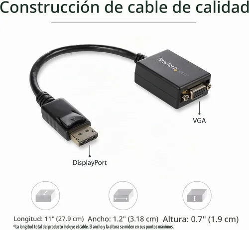 Vista 3 de StarTech Adaptador activo DisplayPort a VGA, 1080p 60Hz, certificado (DP2VGA2)