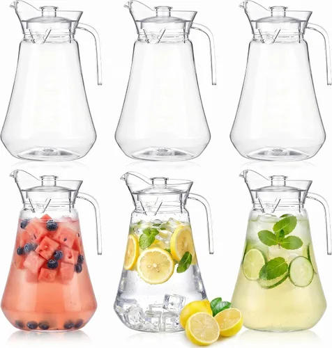 Vista 9 de Tessco 12 Pcs Plastic Pitchers 60 Oz Clear Water Beer Jug Large,Classic (Pack of 2)