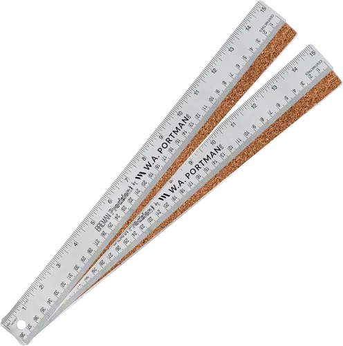 Vista 10 de Regla de metal de 12 pulgadas de Breman Precision con respaldo de corcho – Regla de borde recto de acero inoxidable, flexible, antideslizante