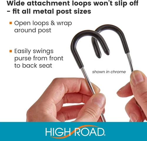 Vista 4 de High Road Ganchos irrompibles para bolsas de automóvil – Ganchos grandes para asiento de coche para bolso, mochila, abrigos, sombreros y bolsas