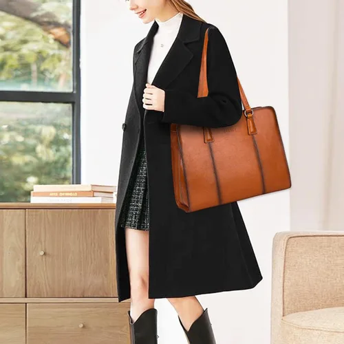 Vista 8 de Banuce Maletín de cuero italiano de grano completo para mujer, bolsos y bolsos de mano, Estilo 1