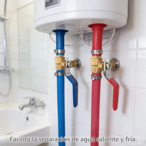 Vista 6 de Hourleey Válvula de bola de cierre de puerto completo Pex de latón de 1/2 pulgada (1/2 pulgada) caliente y frío, cuarto de vuelta caliente (rojo)