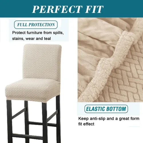 Vista 4 de HFCNMY Fundas para taburetes de bar, paquete de 2 fundas elásticas para taburetes de bar con respaldo, fundas de taburete de bar de jacquard