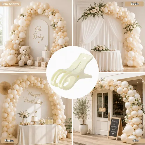 Vista 6 de LemonRoad Paquete de 10 Clips Grandes para Arco de Globos de Plástico Transparente con Resorte para Telón de Fondo de 3.5 Pulgadas, Abrazaderas