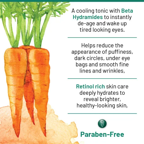 Vista 4 de 40 Carrots Gel de ojos de zanahoria y pepino con retinol para todo tipo de piel, suaviza las líneas finas y reduce las arrugas, patas de gallo