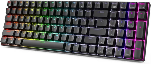 Vista 9 de RK ROYAL KLUDGE Teclado mecánico RK100 2.4G inalámbricoBluetoothcon cable RGB, 100 teclas, 3 modos conectables, teclado para juegos con interruptor