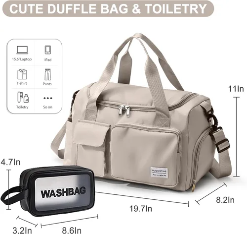 Vista 188 de Pequeña bolsa de gimnasio para mujer, bolsa de viaje con compartimento para zapatos