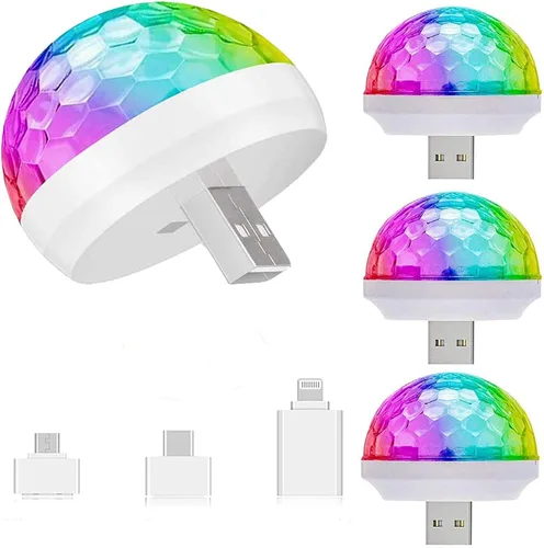 Vista 8 de Lmaytech Luces USB para fiesta de mini bola de discoteca, luces estroboscópicas activadas por sonido, luces LED portátiles para el ambiente