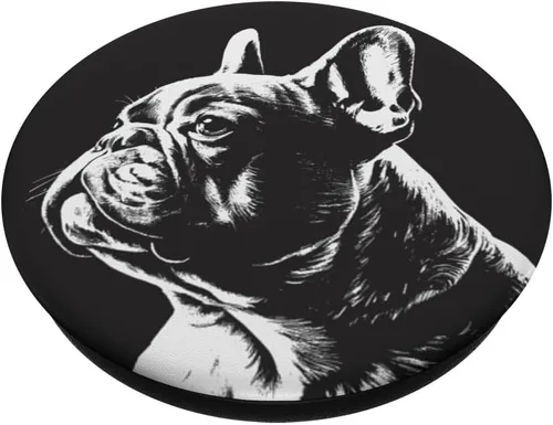 Vista 2 de PopSockets de dibujo francés Bulldog francés intercambiable PopGrip