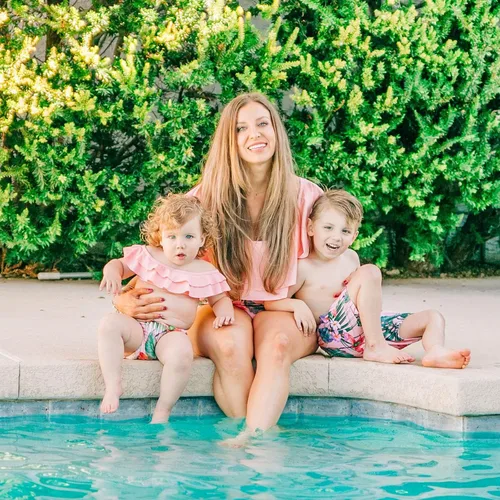 Vista 8 de IFFEI - Conjunto de bikini de dos piezas, traje de baño a juego para la familia, trajes de baño Mommy and Me (mami y yo) con volantes y estampados