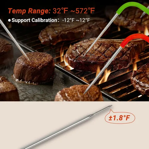 Vista 4 de INKBIRD Termómetro WiFi para Carne para Asar, Termómetro BBQ Recargable de Rango Ilimitado con Calibración de APP, Gráfico de Temperatura