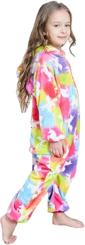 Vista 2 de PlushCosplay Pijama de unicornio para niños, disfraz de Halloween