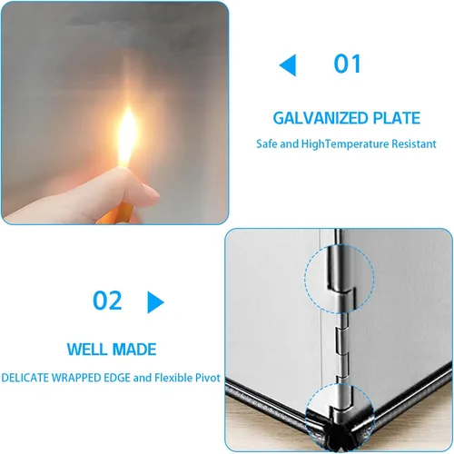 Vista 4 de Protector contra salpicaduras de 4 lados para freír estufa, pantallas de salpicaduras de acero inoxidable para malla fina contra salpicaduras
