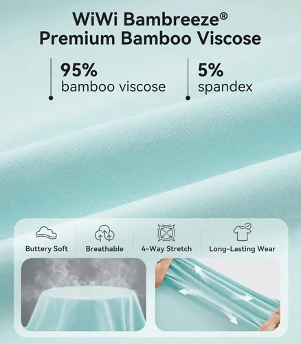 Vista 6 de WiWi - Camisón de viscosa de bambú para mujer, manga corta, con cuello en V, ropa de dormir, tallas grandes, S-4X, A-aqua