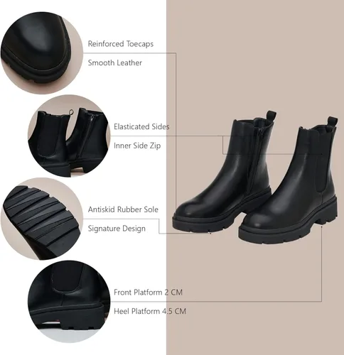 Vista 4 de C.Paravano Chelsea Boots - Botas de combate para mujer, botas de tobillo para mujer, botas de tobillo para mujer, botas de tobillo y botines
