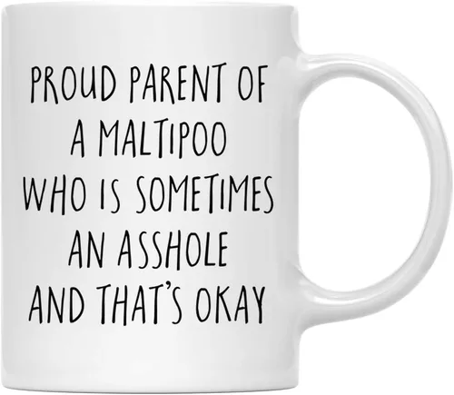 Vista 51 de Andaz Press Funny Dog - Taza de café de 11 onzas, regalo de broma, orgulloso padre de un afenpinscher que es a veces un gilipollas y eso está bien