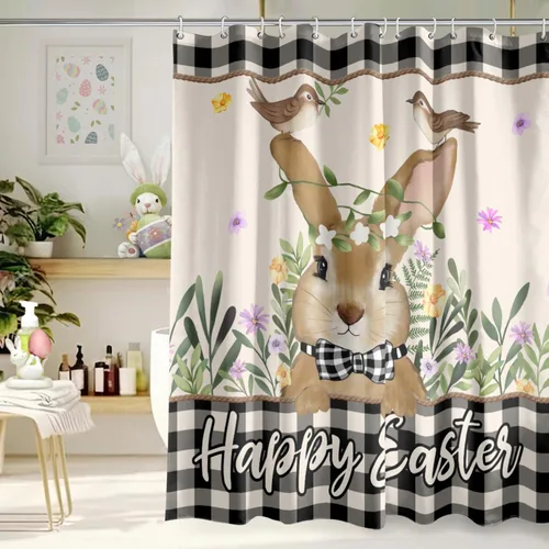 Vista 17 de Cortina de Ducha Feliz Navidad 72x72 Pulgadas Cortinas de Ducha de Reno Navideño para Baño con Ganchos Decoración Navideña de Baño Hogar Vacaciones