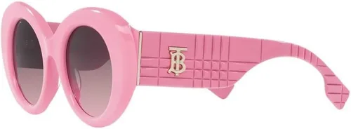 Vista 3 de BURBERRY BE 4370U 40295M Gafas de sol redondas de plástico rosa lente gradiente gris rosa, Rosado