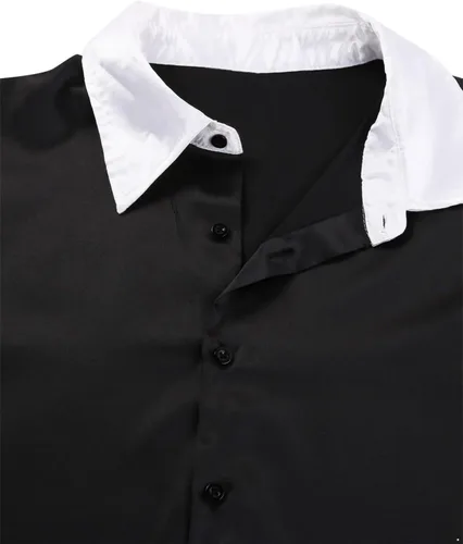 Vista 7 de QinCiao Disfraz de sirvienta para hombre, adulto, uniforme para cosplay, vestido mini babydoll con delantal francés, sirvienta, color negro