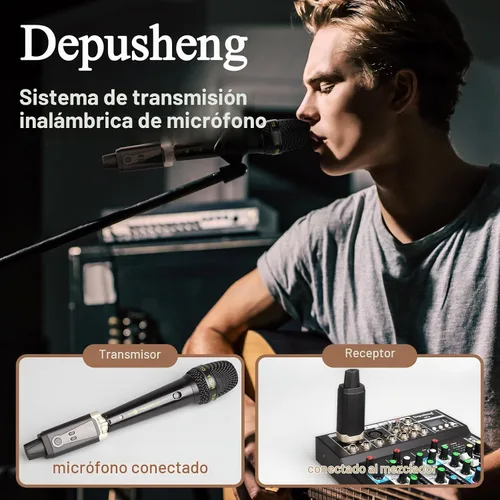 Vista 4 de Depusheng Receptor transmisor de guitarra inalámbrico T9, receptor transmisor de micrófono inalámbrico XLR Sistema inalámbrico para micrófono