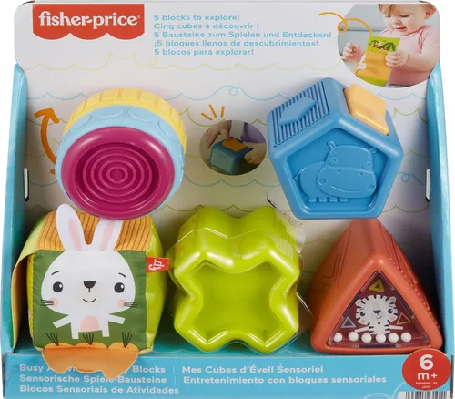Vista 6 de Fisher-Price Bloques sensoriales de actividad ocupada para bebés y niños pequeños a partir de 6 meses