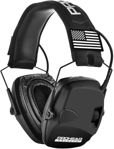 Vista 21 de PROHEAR 030 Paquete de 2 Orejeras de protección auditiva electrónica Bluetooth 5.4 para tiro con almohadillas de espuma - Negro