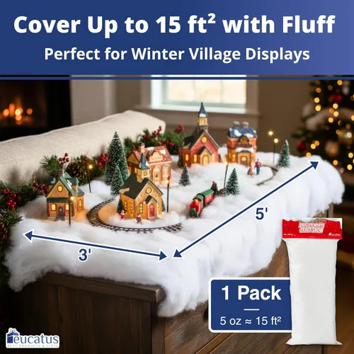 Vista 2 de Eucatus 1 Paquete Lámina de Nieve Falsa Esponjosa – 15 pies cuadrados de nieve de Navidad esponjosa similar al algodón para repisa de chimenea