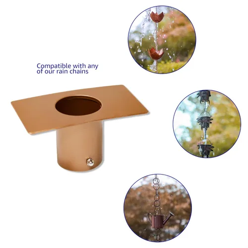 Vista 6 de Trademark Innovations Adaptador de canalón de cadena de lluvia para bajantes de cadena de lluvia