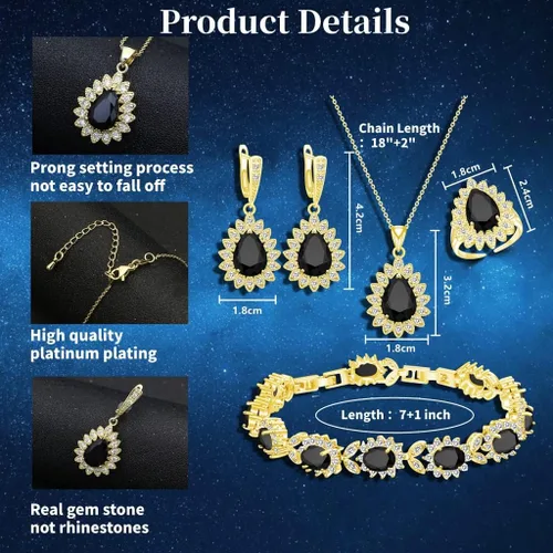 Vista 6 de ZCGJWE Fashion Jewelry Sets for Women GirlPlatinum PlatedGold PlatedRose Gold PlatedGun Black Plated Earrings Pendants Adjustable Rings Bracelets